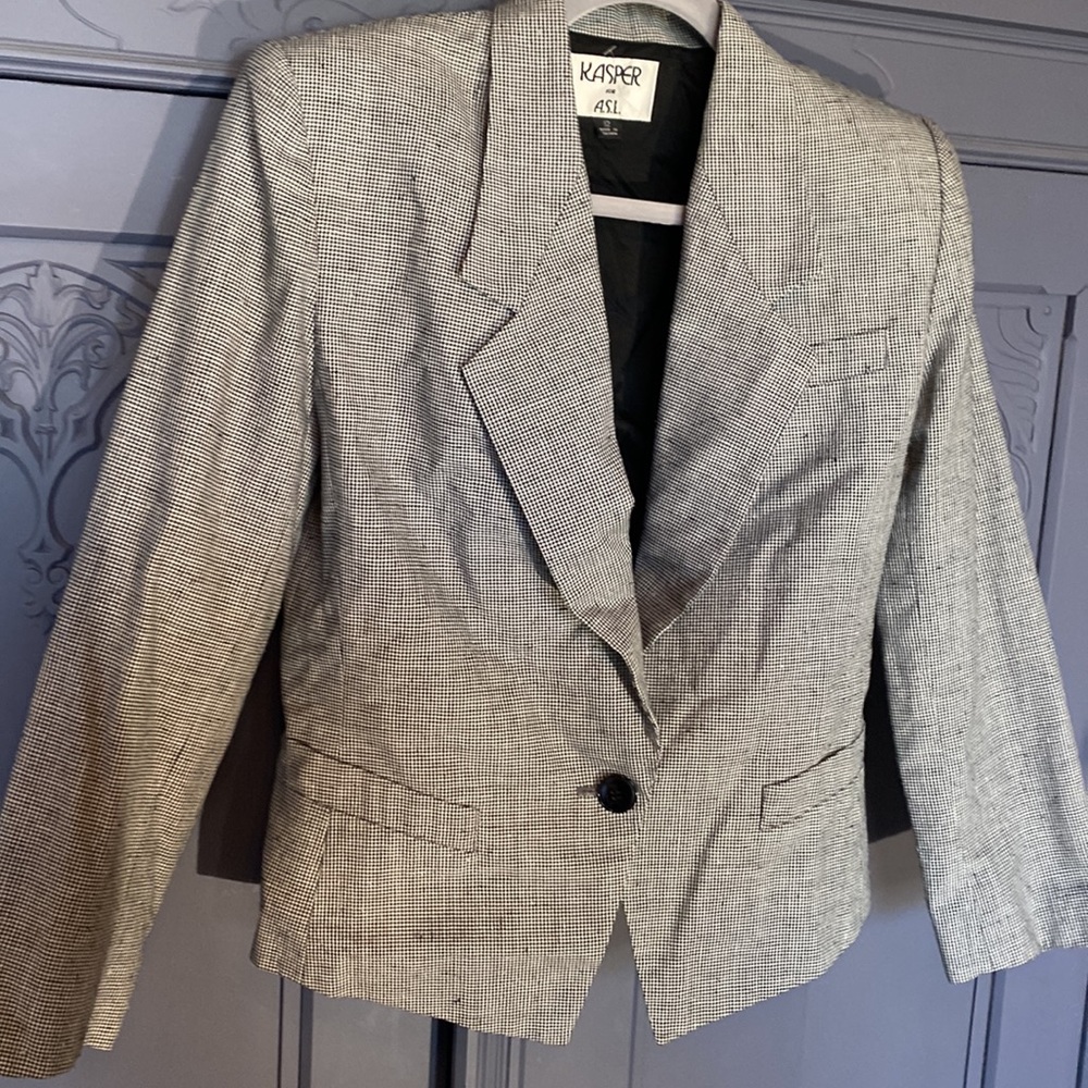 Kasper for A.S.L Patterned Jacket With Shoulder Pads - Picture 3 of 12